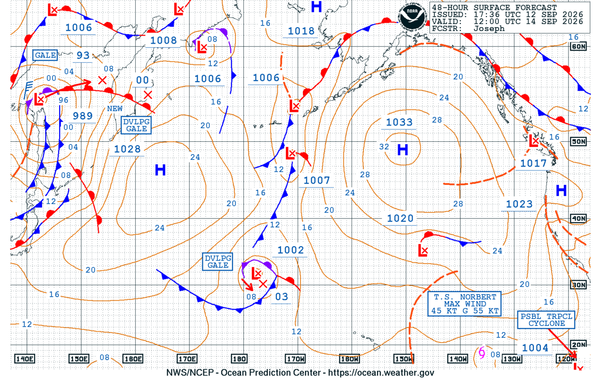 North Pacific 48 Hour Surface Forecast