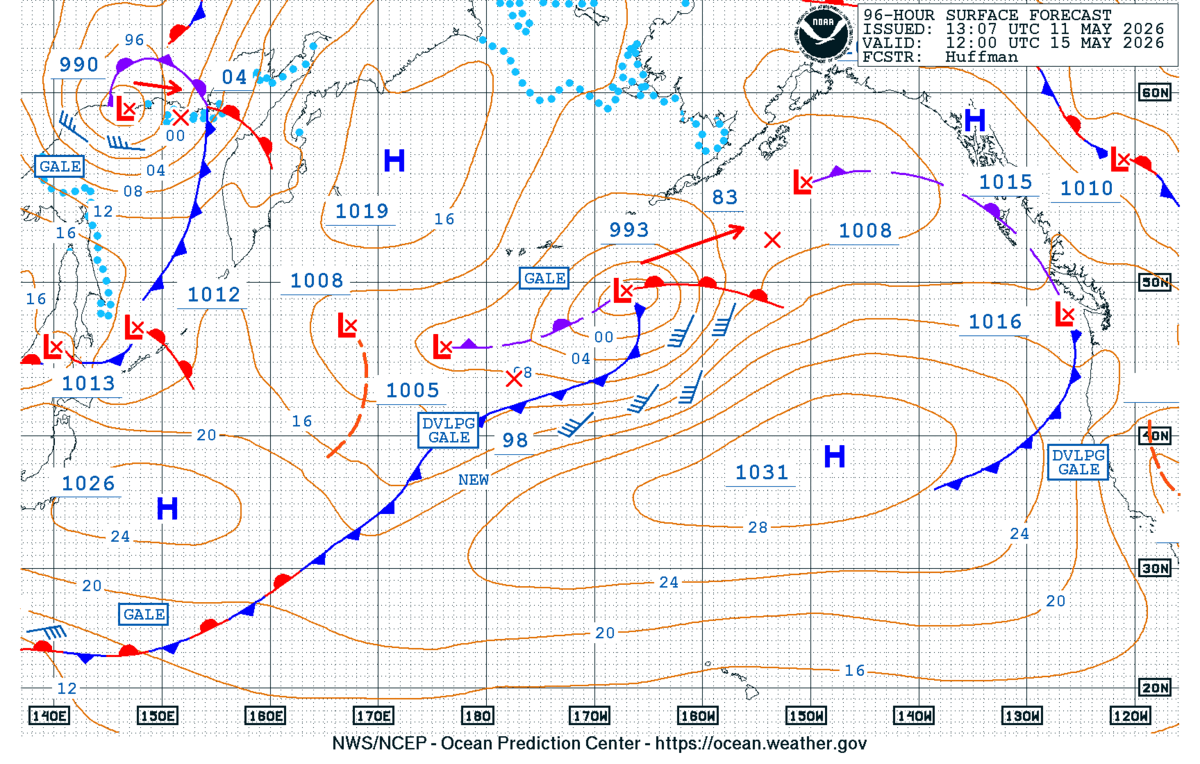 North Pacific 96 Hour Surface Forecast