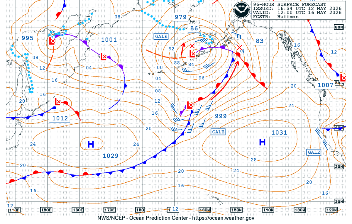 North Pacific 96 Hour Surface Forecast
