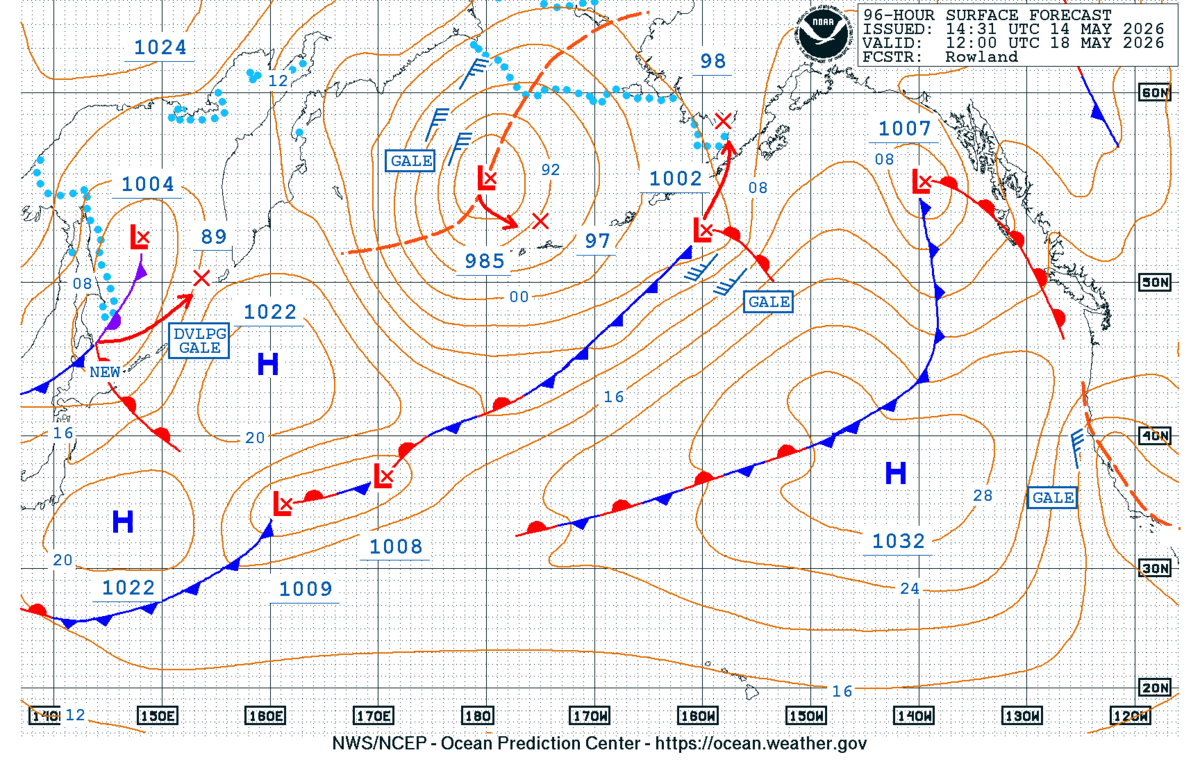 North Pacific 96 Hour Surface Forecast