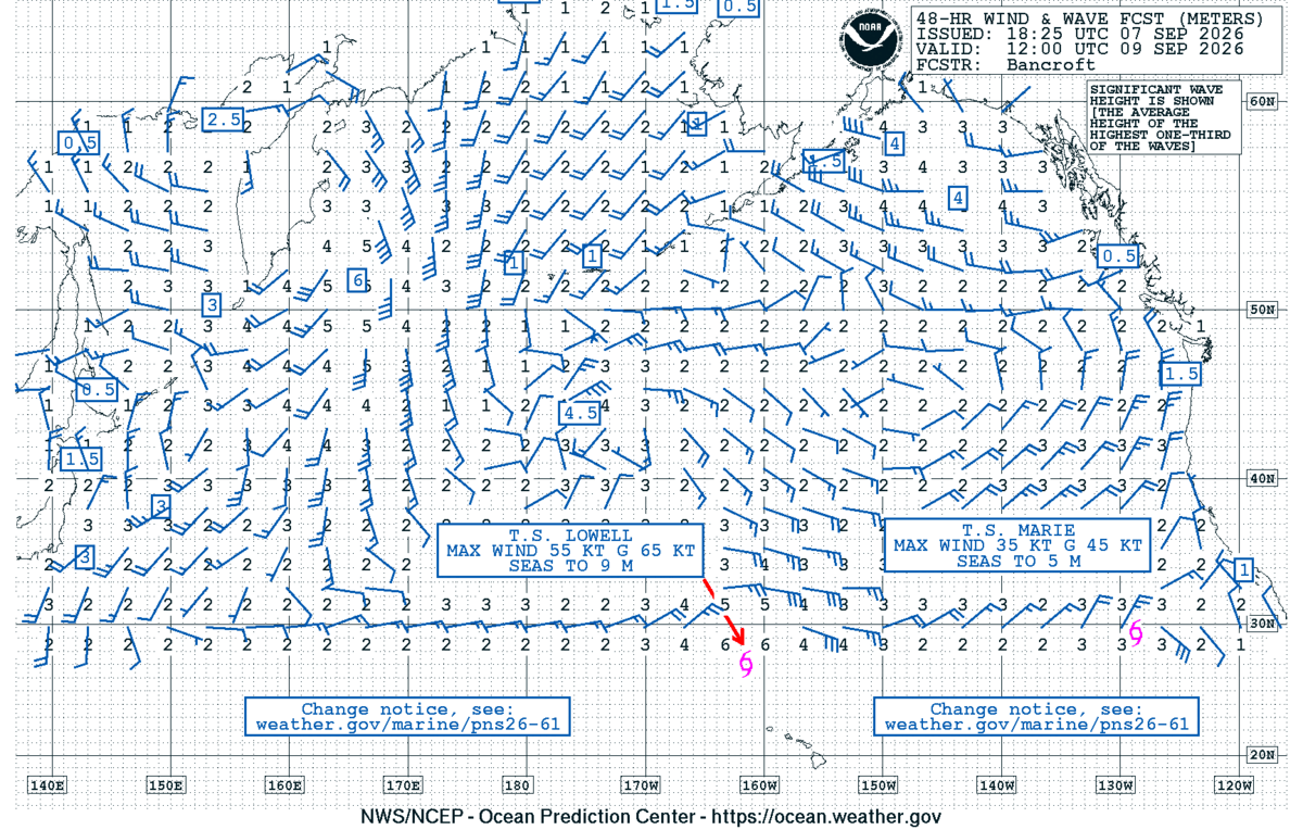 North Pacific 48 Hour Wind & Wave Forecast