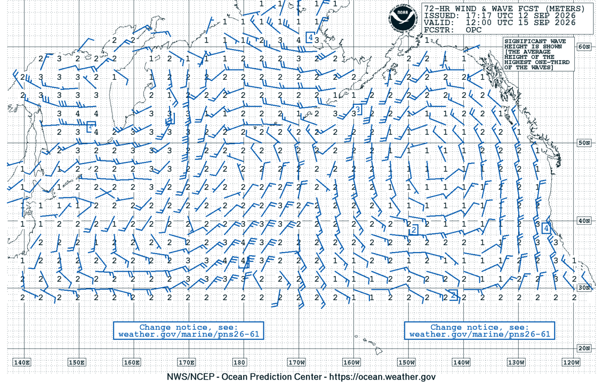 North Pacific 72 Hour Wind & Wave Forecast