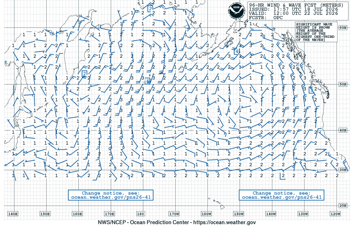 North Pacific 96 Hour Wind & Wave Forecast