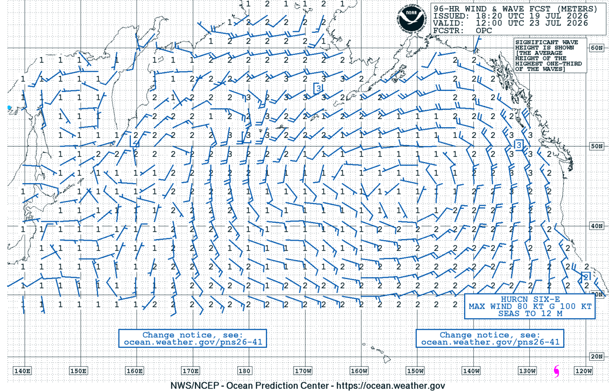 North Pacific 96 Hour Wind & Wave Forecast