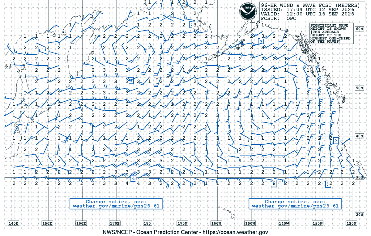 North Pacific 96 Hour Wind & Wave Forecast