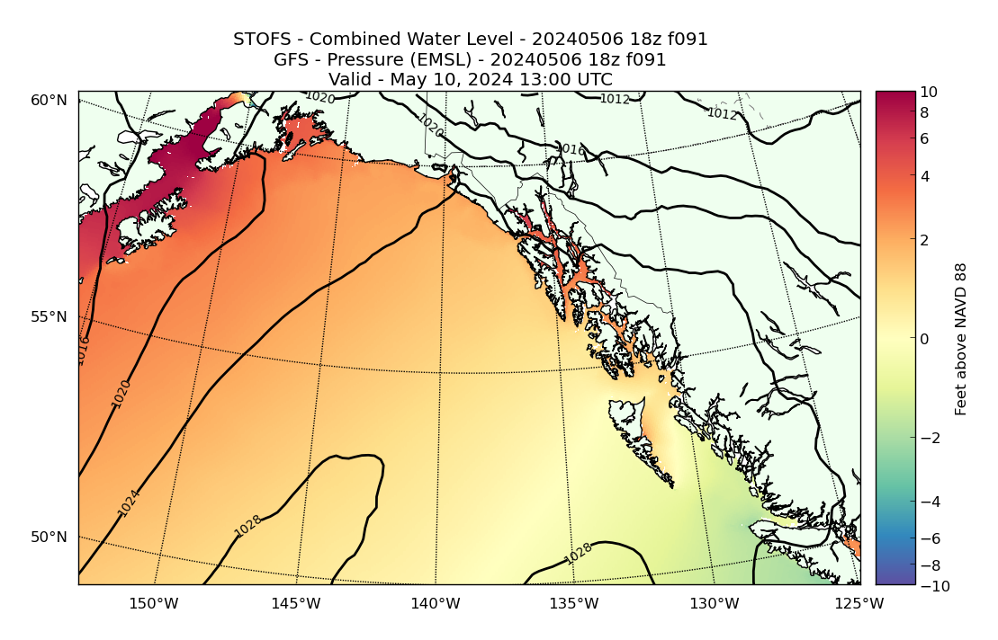 STOFS 91 Hour Total Water Level image (ft)