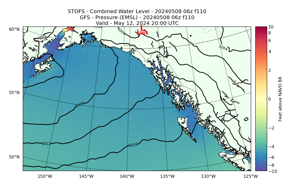 STOFS 110 Hour Total Water Level image (ft)