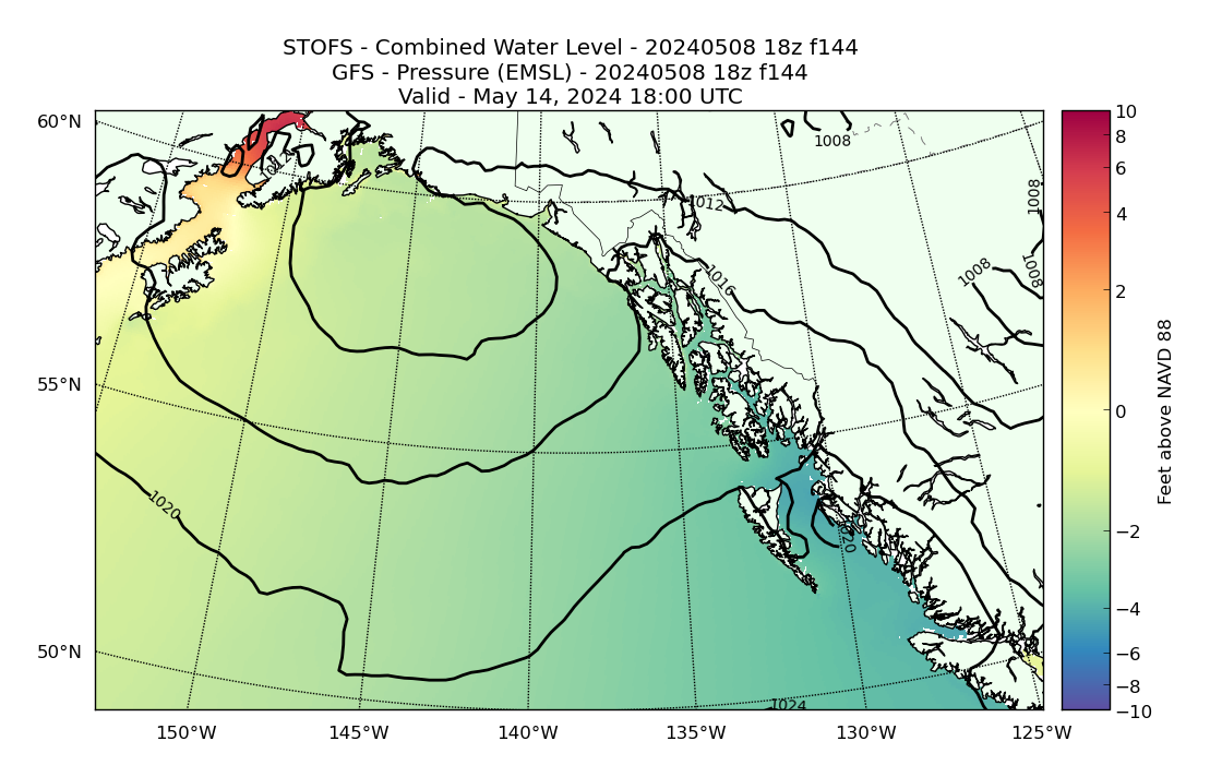 STOFS 144 Hour Total Water Level image (ft)