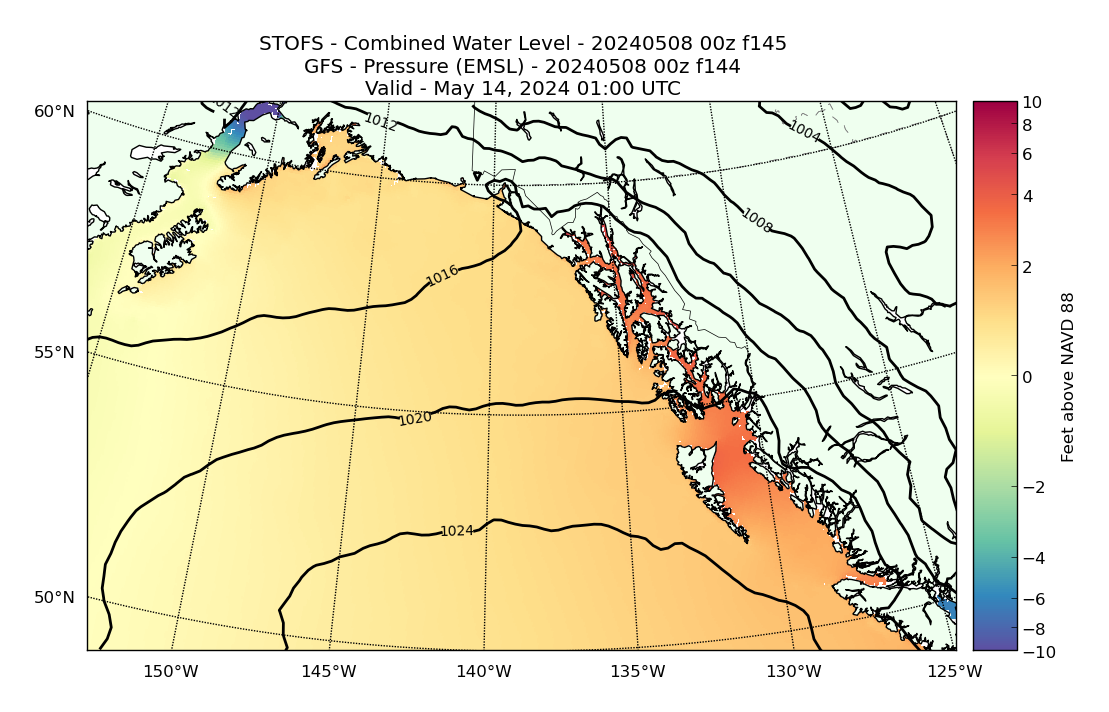 STOFS 145 Hour Total Water Level image (ft)