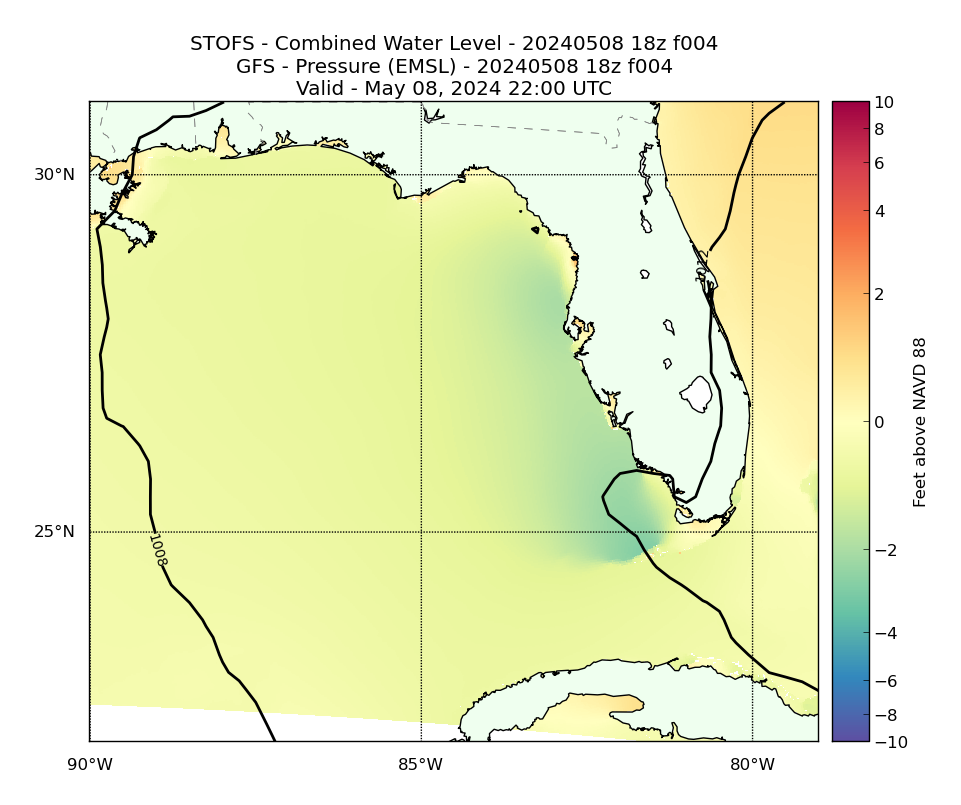 STOFS 4 Hour Total Water Level image (ft)