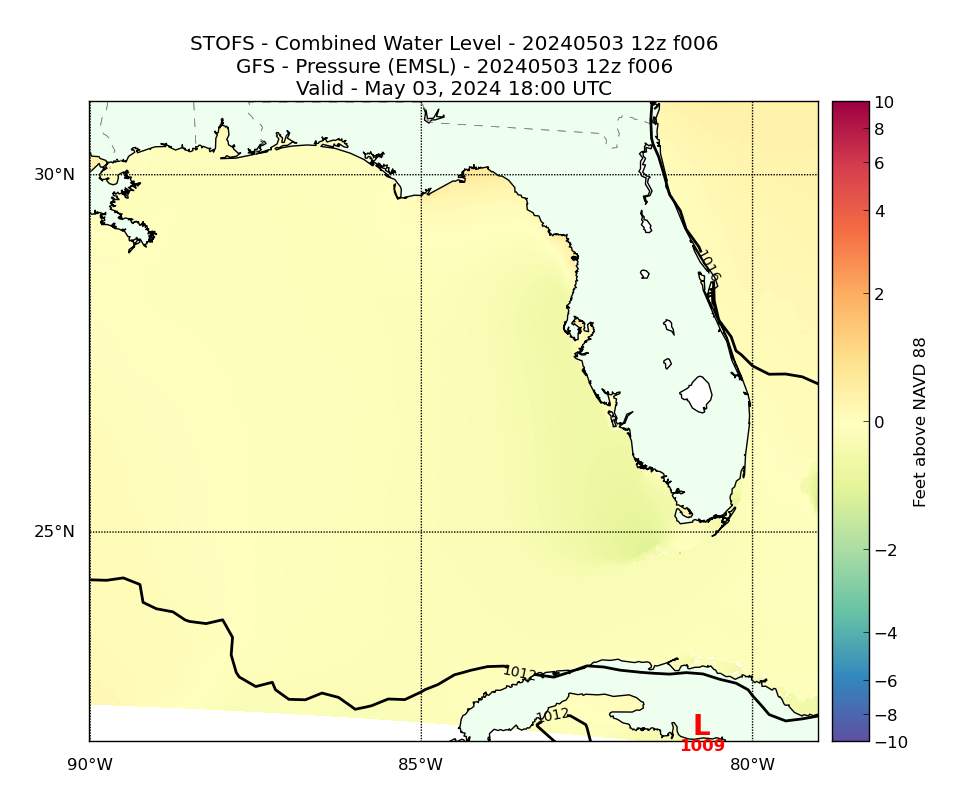 STOFS 6 Hour Total Water Level image (ft)