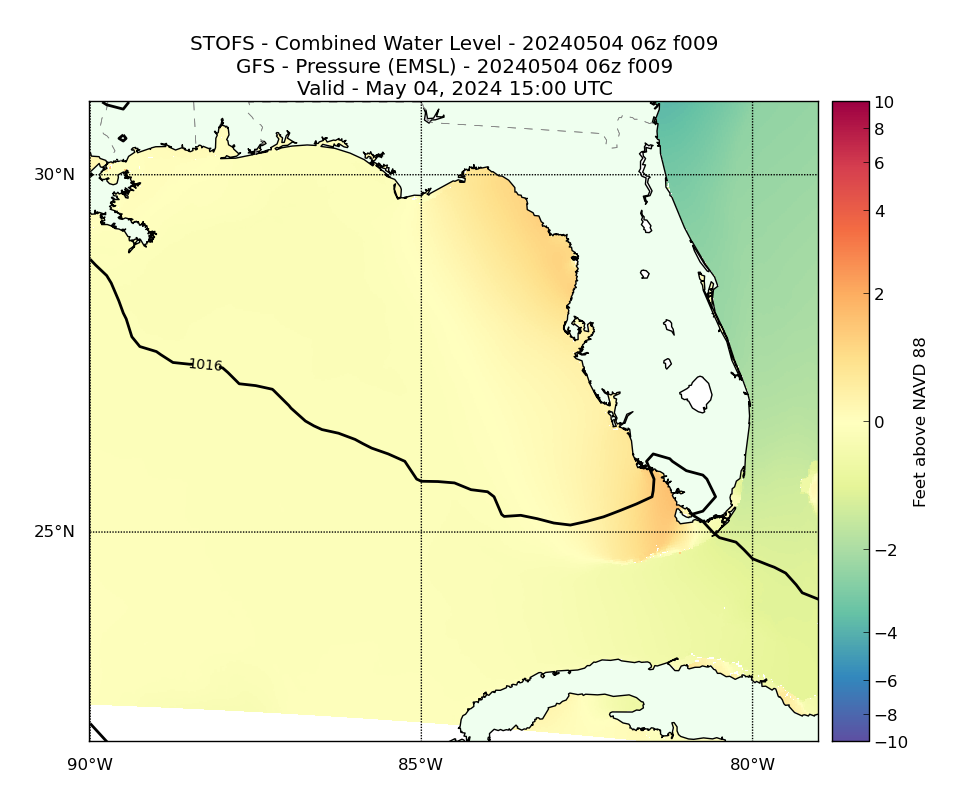 STOFS 9 Hour Total Water Level image (ft)