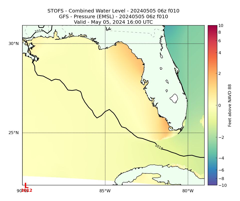 STOFS 10 Hour Total Water Level image (ft)