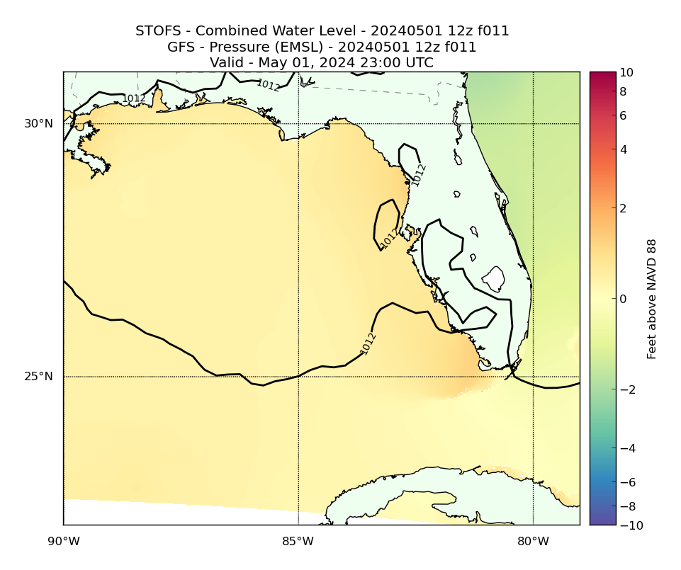 STOFS 11 Hour Total Water Level image (ft)