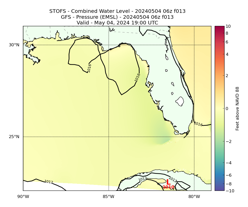 STOFS 13 Hour Total Water Level image (ft)