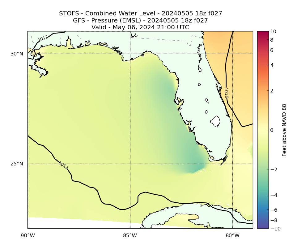 STOFS 27 Hour Total Water Level image (ft)