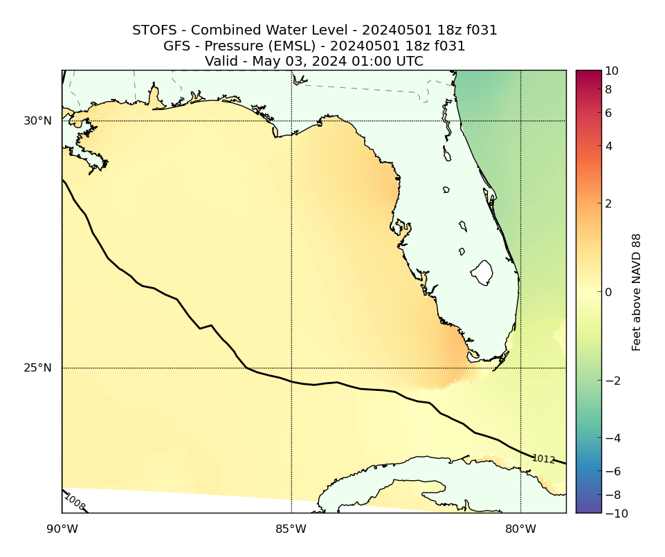 STOFS 31 Hour Total Water Level image (ft)
