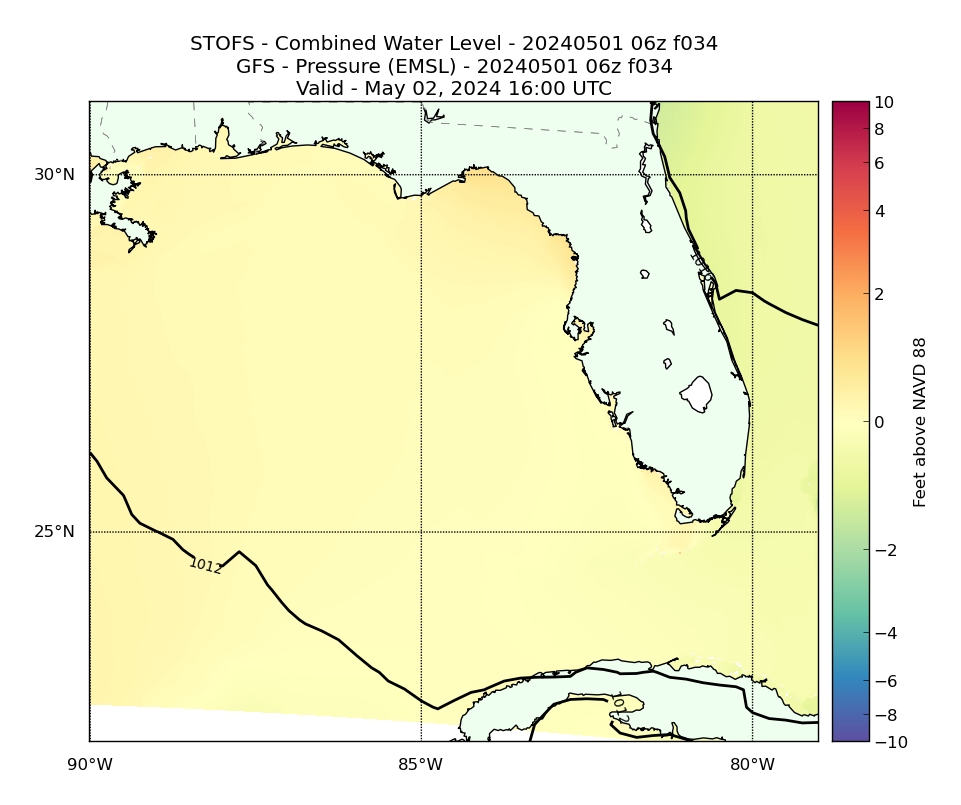 STOFS 34 Hour Total Water Level image (ft)