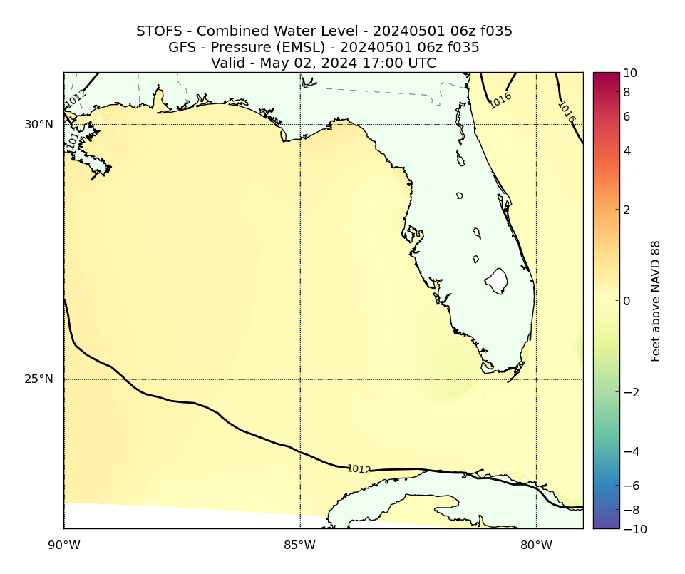 STOFS 35 Hour Total Water Level image (ft)