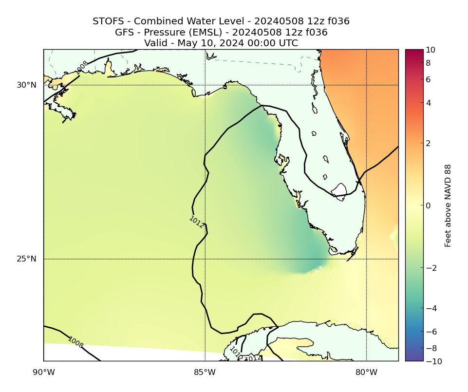 STOFS 36 Hour Total Water Level image (ft)