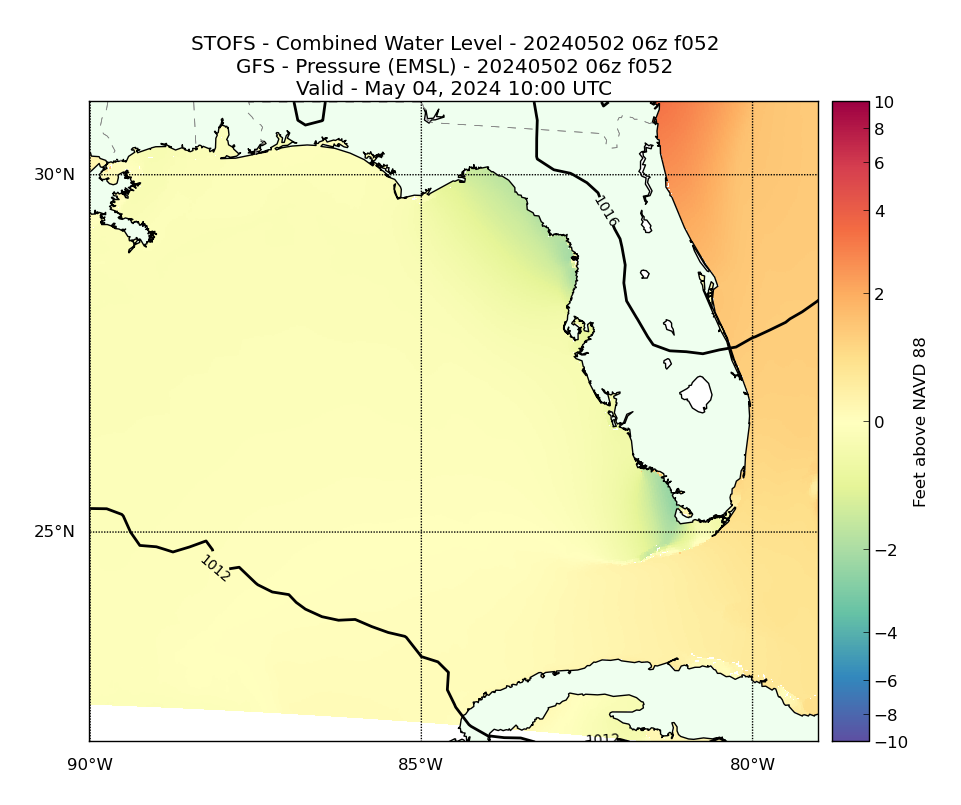 STOFS 52 Hour Total Water Level image (ft)