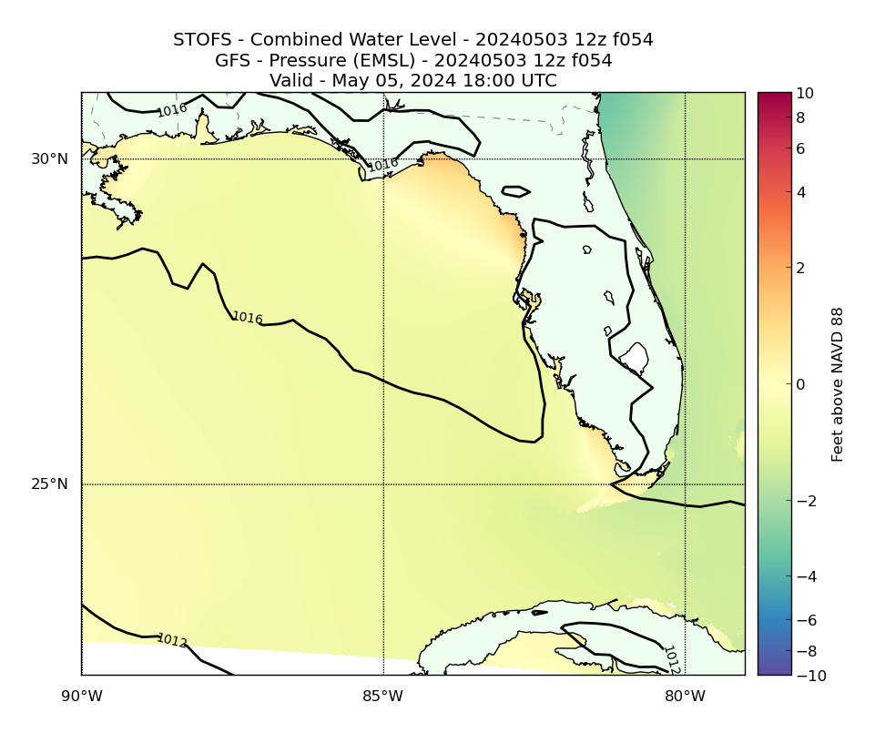 STOFS 54 Hour Total Water Level image (ft)