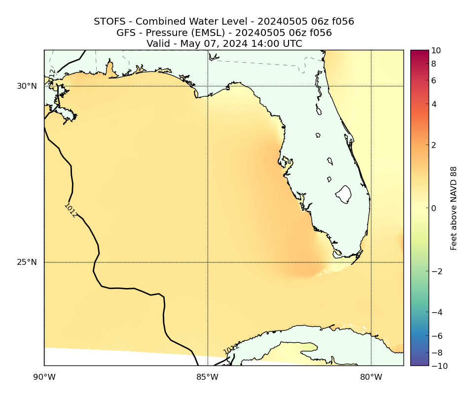 STOFS 56 Hour Total Water Level image (ft)