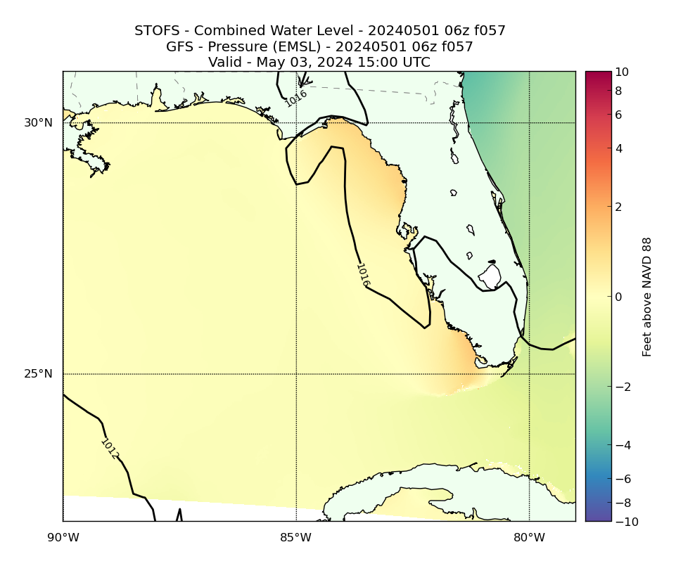 STOFS 57 Hour Total Water Level image (ft)