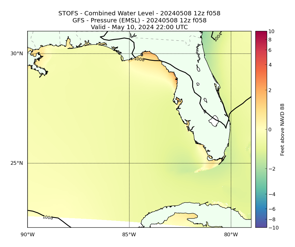 STOFS 58 Hour Total Water Level image (ft)