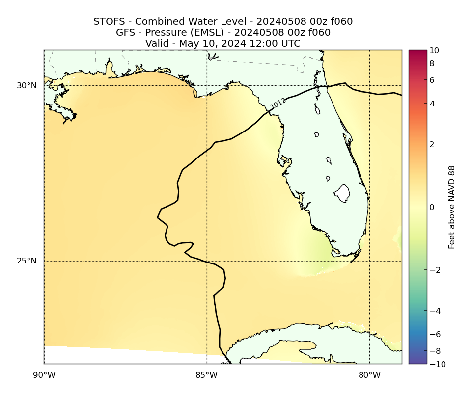 STOFS 60 Hour Total Water Level image (ft)