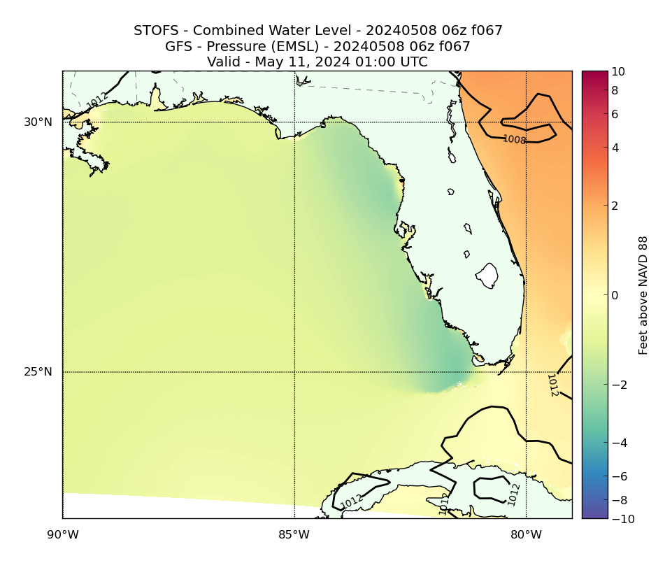 STOFS 67 Hour Total Water Level image (ft)