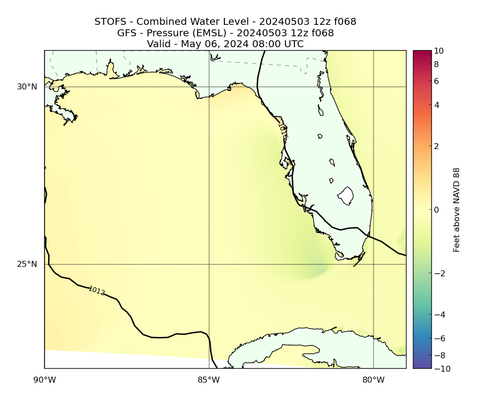 STOFS 68 Hour Total Water Level image (ft)