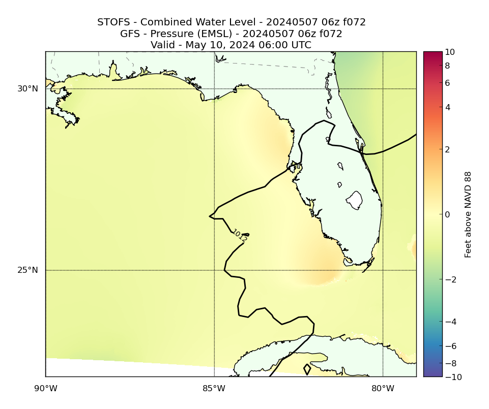 STOFS 72 Hour Total Water Level image (ft)