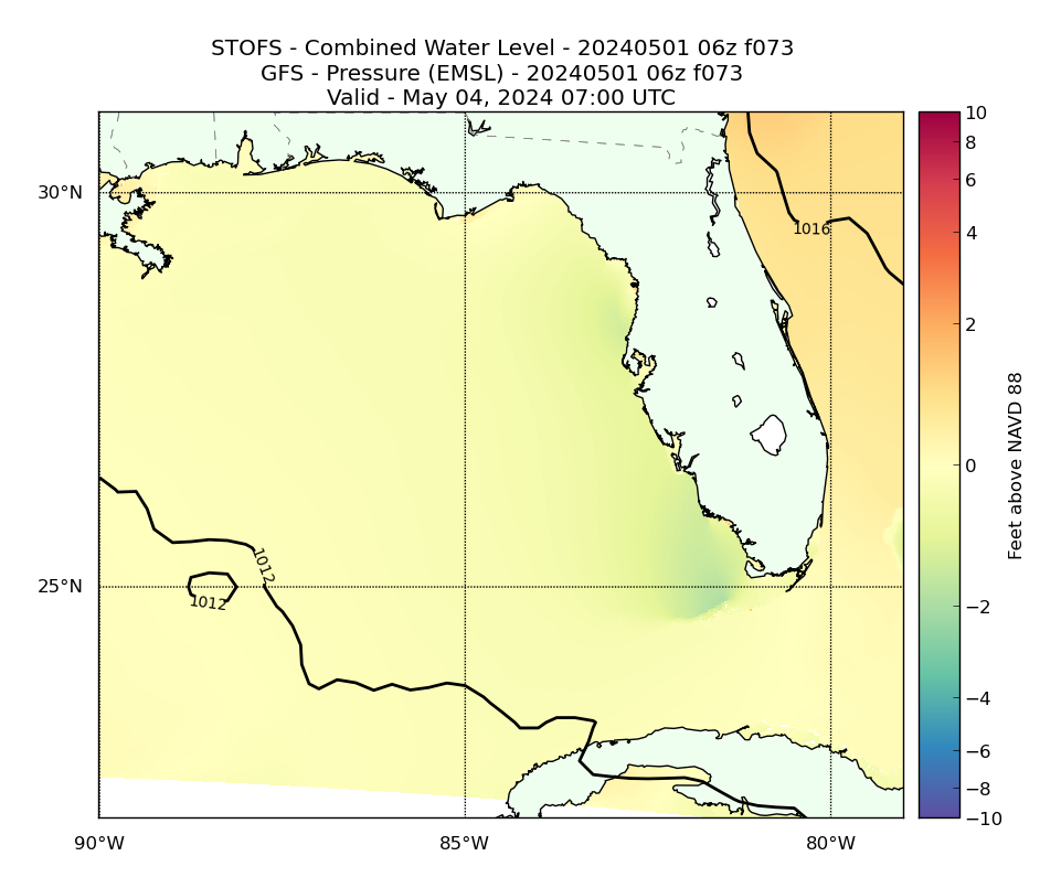 STOFS 73 Hour Total Water Level image (ft)