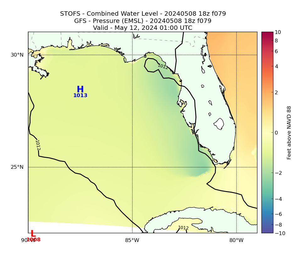STOFS 79 Hour Total Water Level image (ft)