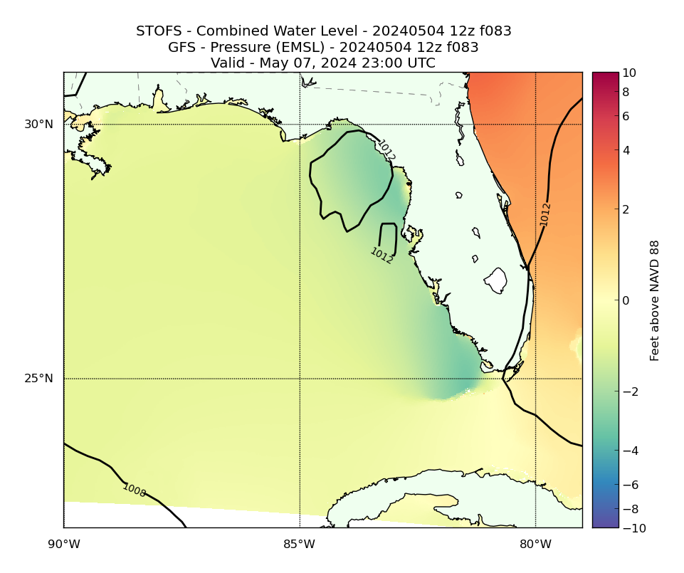 STOFS 83 Hour Total Water Level image (ft)
