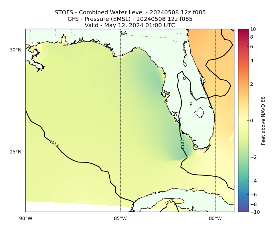 STOFS 85 Hour Total Water Level image (ft)