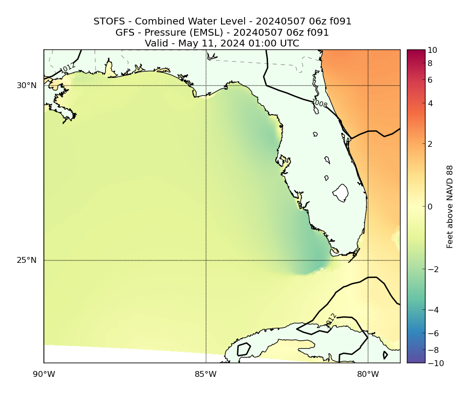 STOFS 91 Hour Total Water Level image (ft)