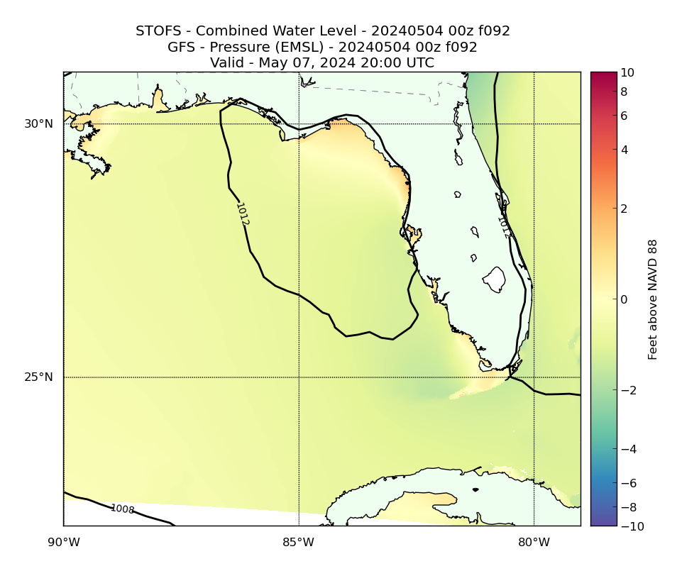 STOFS 92 Hour Total Water Level image (ft)