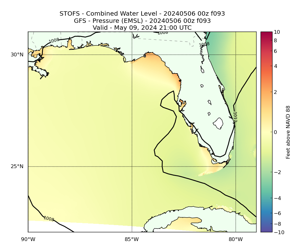 STOFS 93 Hour Total Water Level image (ft)