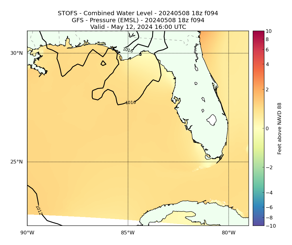 STOFS 94 Hour Total Water Level image (ft)