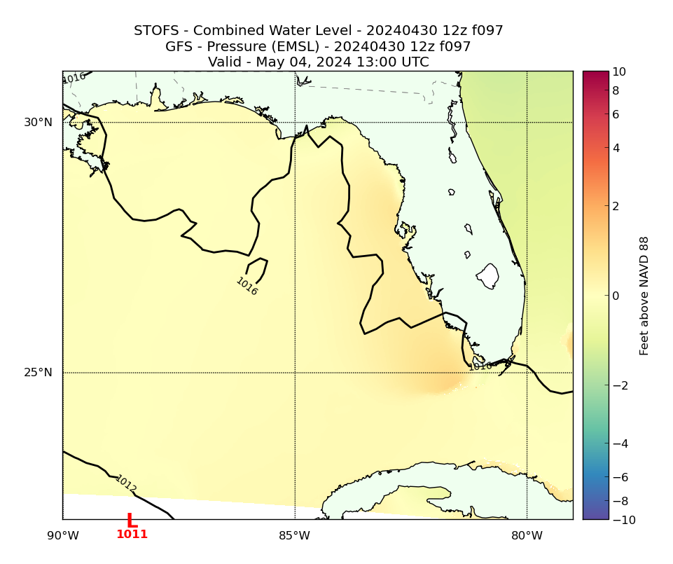 STOFS 97 Hour Total Water Level image (ft)