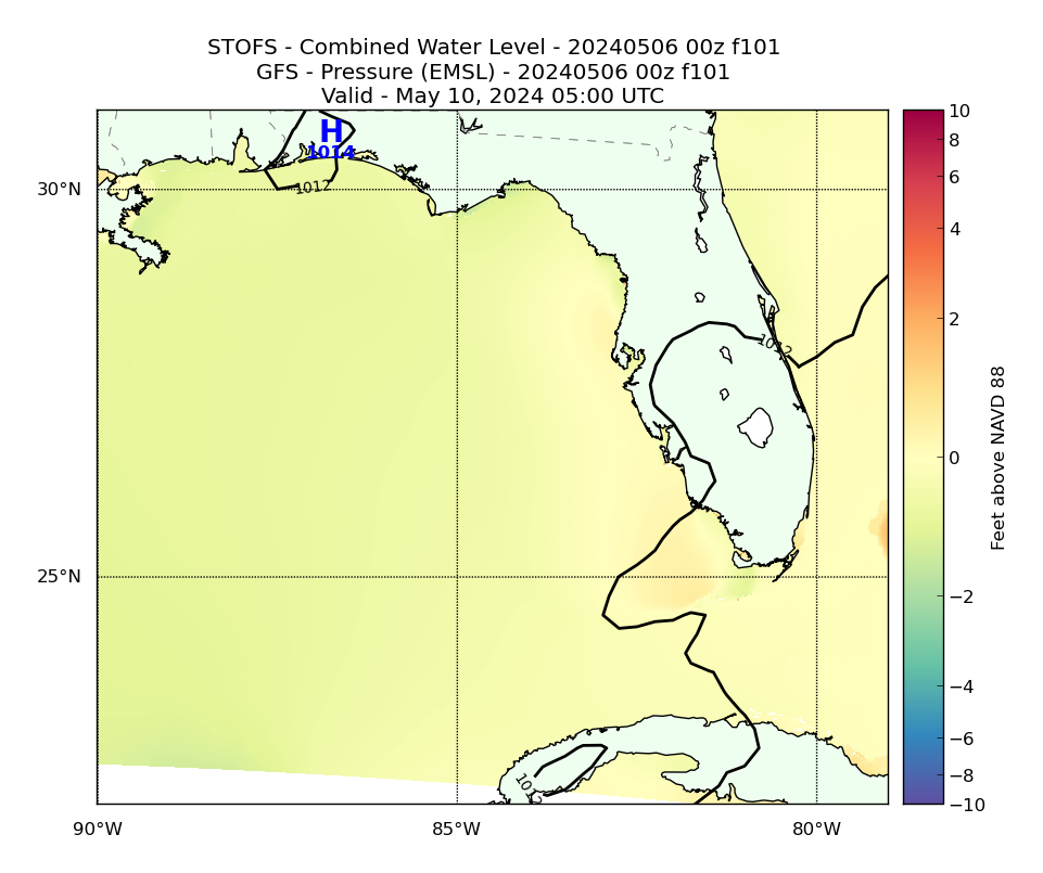 STOFS 101 Hour Total Water Level image (ft)