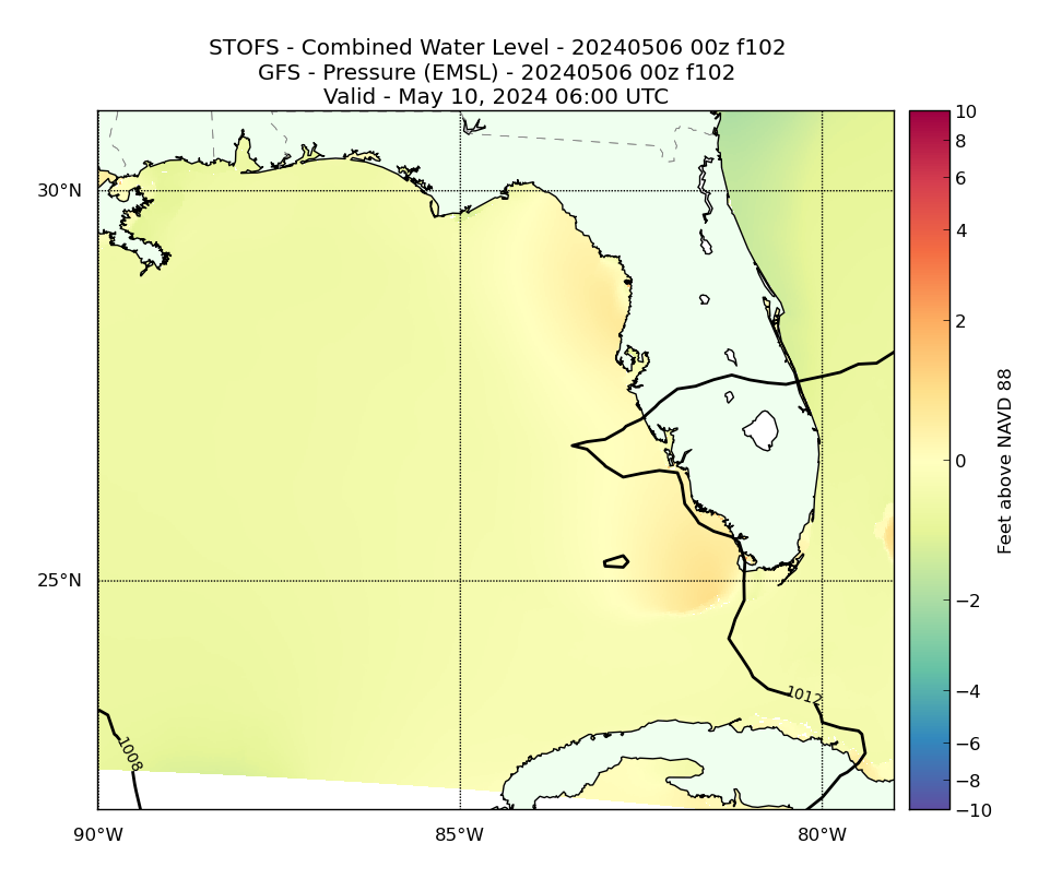 STOFS 102 Hour Total Water Level image (ft)