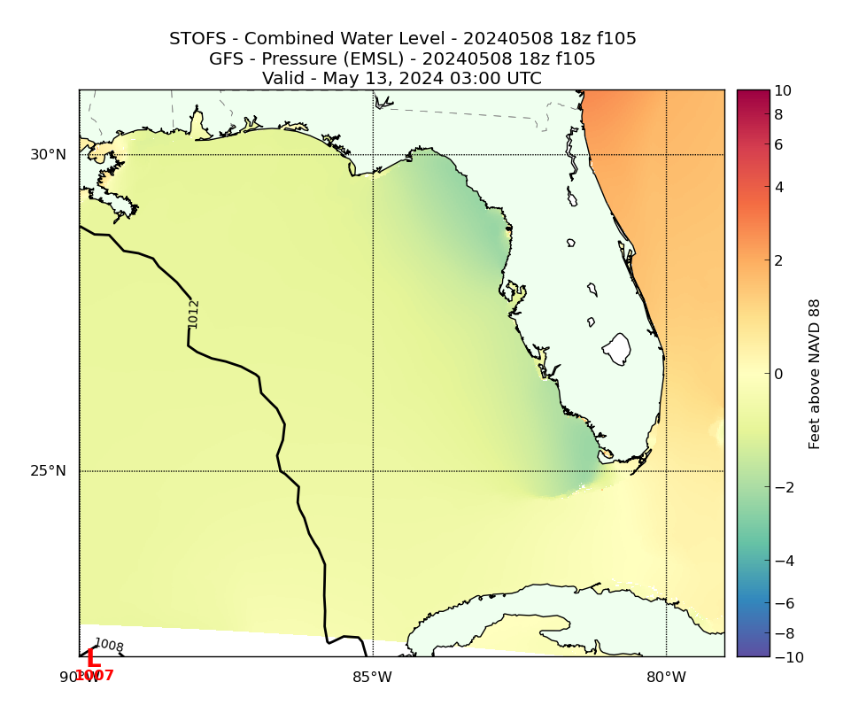 STOFS 105 Hour Total Water Level image (ft)