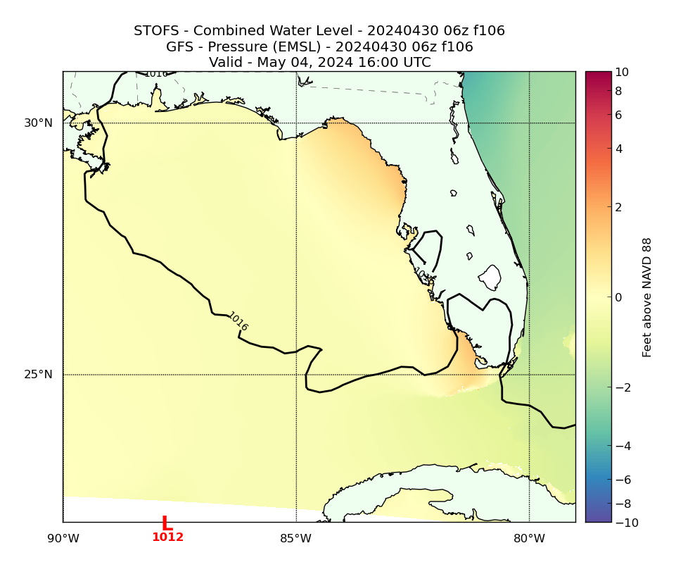 STOFS 106 Hour Total Water Level image (ft)
