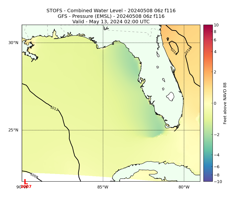 STOFS 116 Hour Total Water Level image (ft)