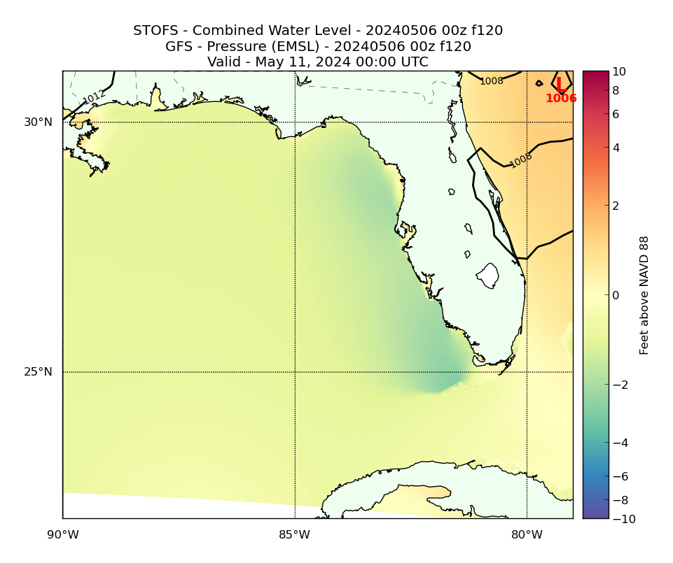 STOFS 120 Hour Total Water Level image (ft)