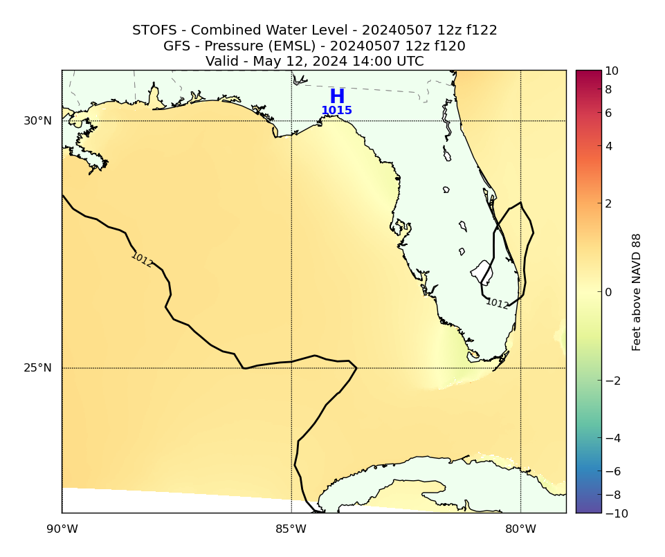 STOFS 122 Hour Total Water Level image (ft)