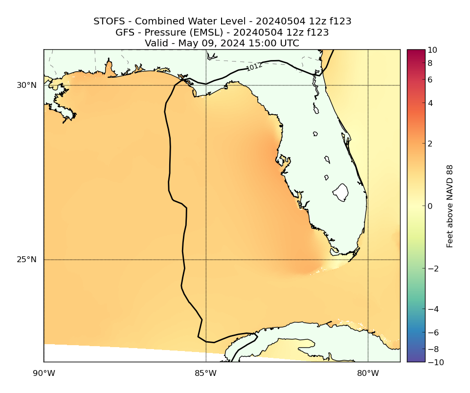 STOFS 123 Hour Total Water Level image (ft)